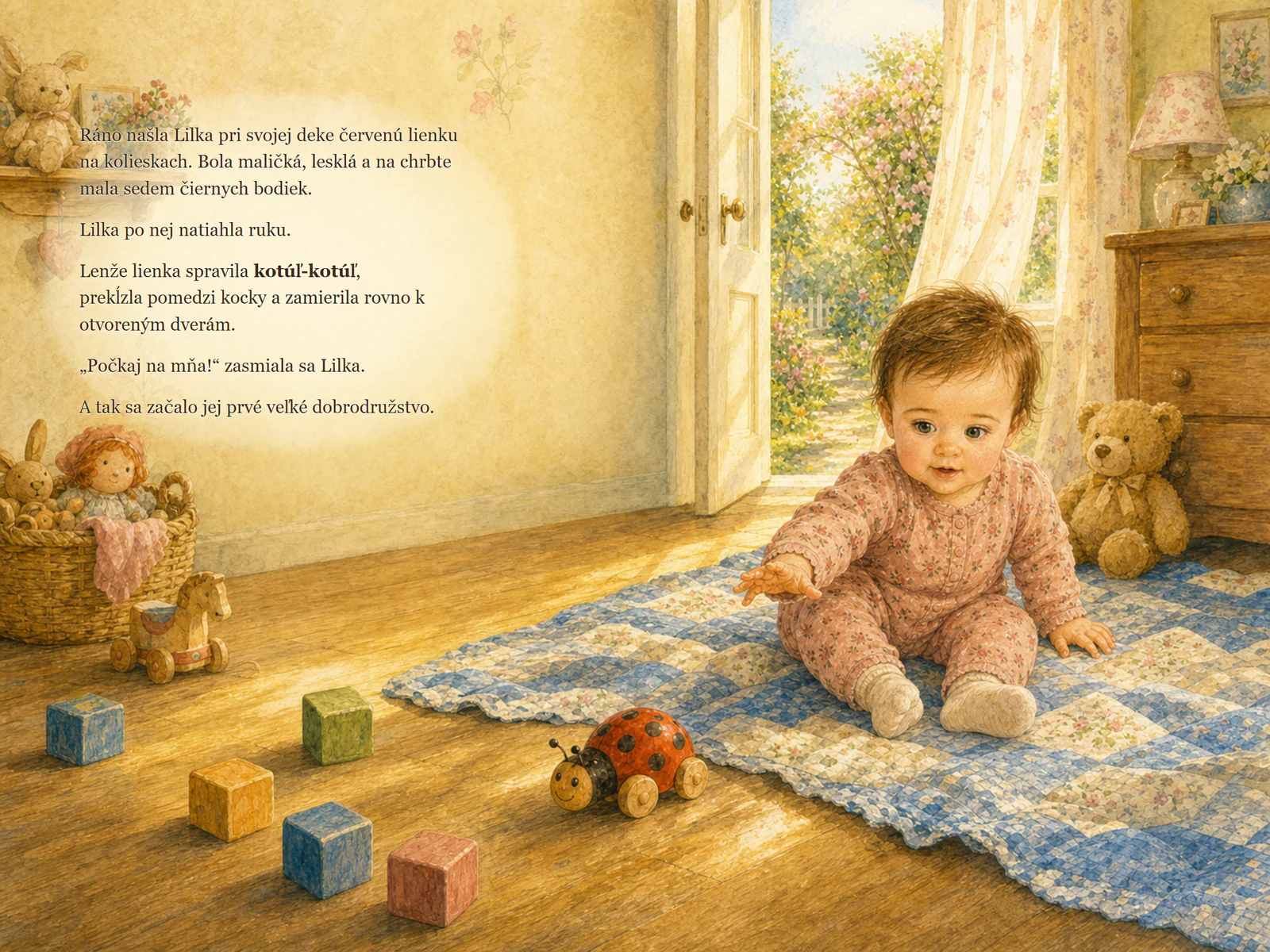 Dvojstrana z knihy Lilka a zatúlaná lienka